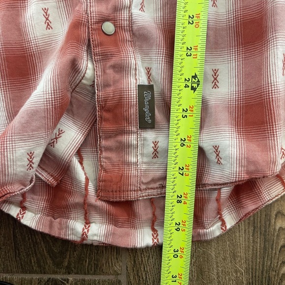 Wrangler Retro Premium Mens Long Sleeve Red Plaid Snap Button Western Shirt L - Picture 10 of 11